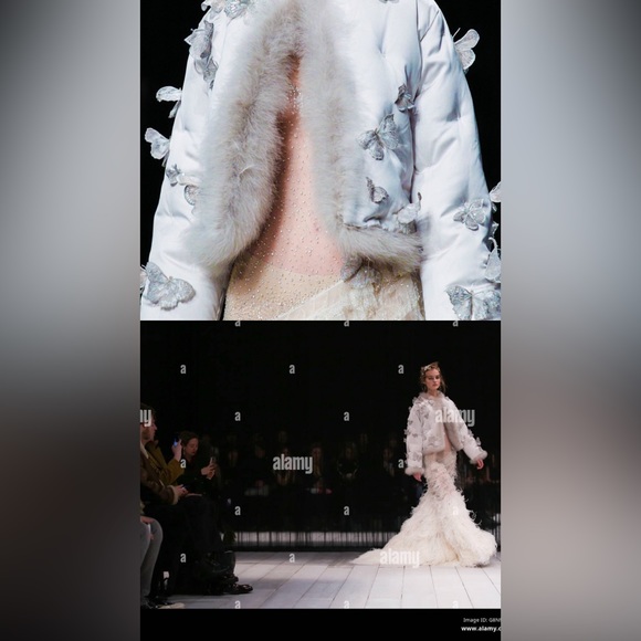 Rare runway 2016 silver pearl embroidered butterfly fur coat — Naomi Campbell - Picture 7 of 11